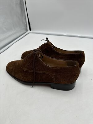 Moreschi mens Brogue shoes 9 brown luxury suede leather Lace  display picture 3