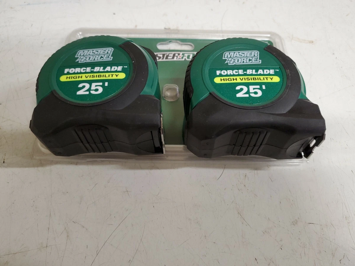 Set of 2 Master Force 25 foot Tape Measure Force Blade High Visibility 25