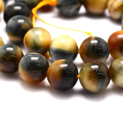 Gelb/Blau Tigerauge Perlen Schlicht Rund 6 mm Strang 60+