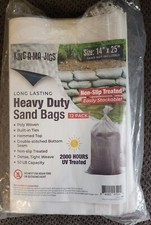  12 Pack Empty Sandbags with Ties, Heavy Duty, UV Treated 14" X 25" 