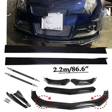 Front Bumper Lip Spoiler Chin Splitter For Suzuki Swift 2000-22 Glossy Black Bod