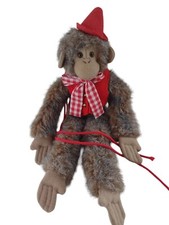 Vintage Artisan Joanne Stegle Handmade Joint Limbs Floppy Plush Monkey Vest Hat