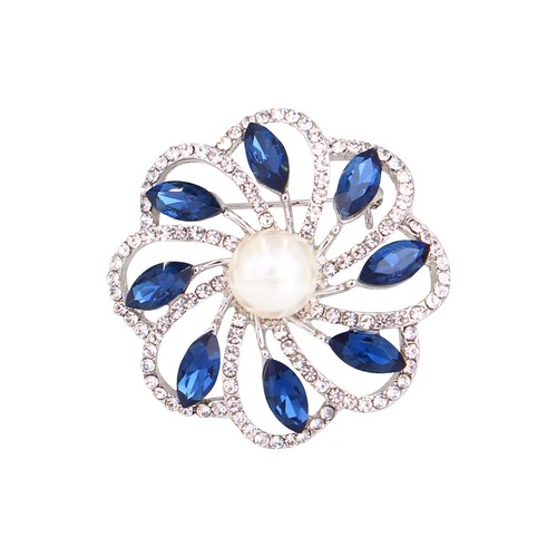 Broche Vintage Années 60 - Fleur En Relief Avec Pistil Perle De Verre Doré *4002
