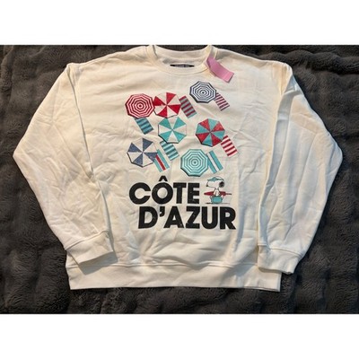 Peanuts Snoopy Cote d'Azur Graphic Sweatshirt Cream Large Women
