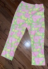 Vintage Lilly Pulitzer Capris cropped Pants women  s Sz 2 Loungin Lions Stretch