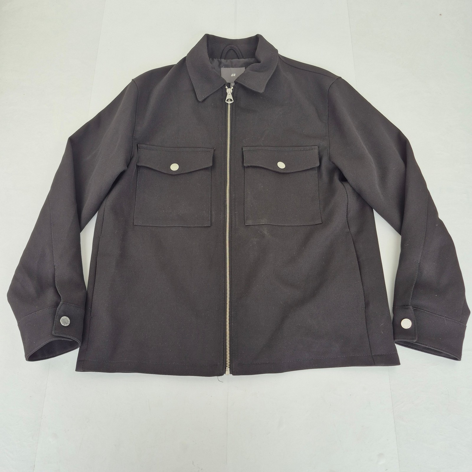 H&M Chaqueta Mediana Negra Hombre Sobrecamisa Elegante Estilo Casual