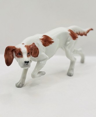 Vintage Porcelain English Setter Brown White Austria J  #203 3 x7  *read*