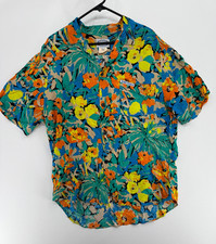 Vtg Jams World Prod Dev Comm Team Hawaiian Shirt Mens L Floral AOP Aloha Rayon