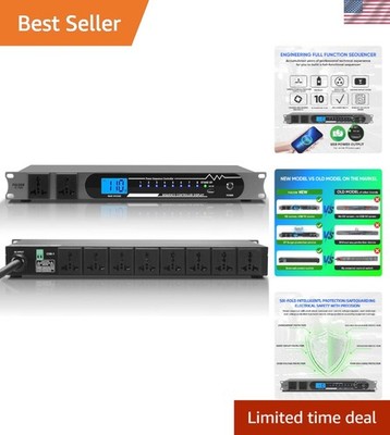 2000W 10 Socket Sequential Rack Professional Audio Power Conditioning ，Digita...