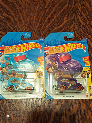 Hot Wheels Fast Foodie Roller Toaster Lot of 2 Blue Purple Diecast 1:64