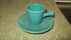 Fiesta Stick Handle AD Demitasse Cup & Saucer Turquoise 1ST QUALITY