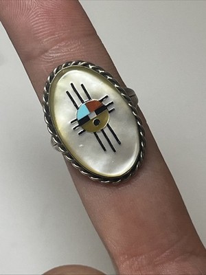 Native American Zuni Sterling Silver 925 Ring Signed Hustito Zuni, New Mexico NM