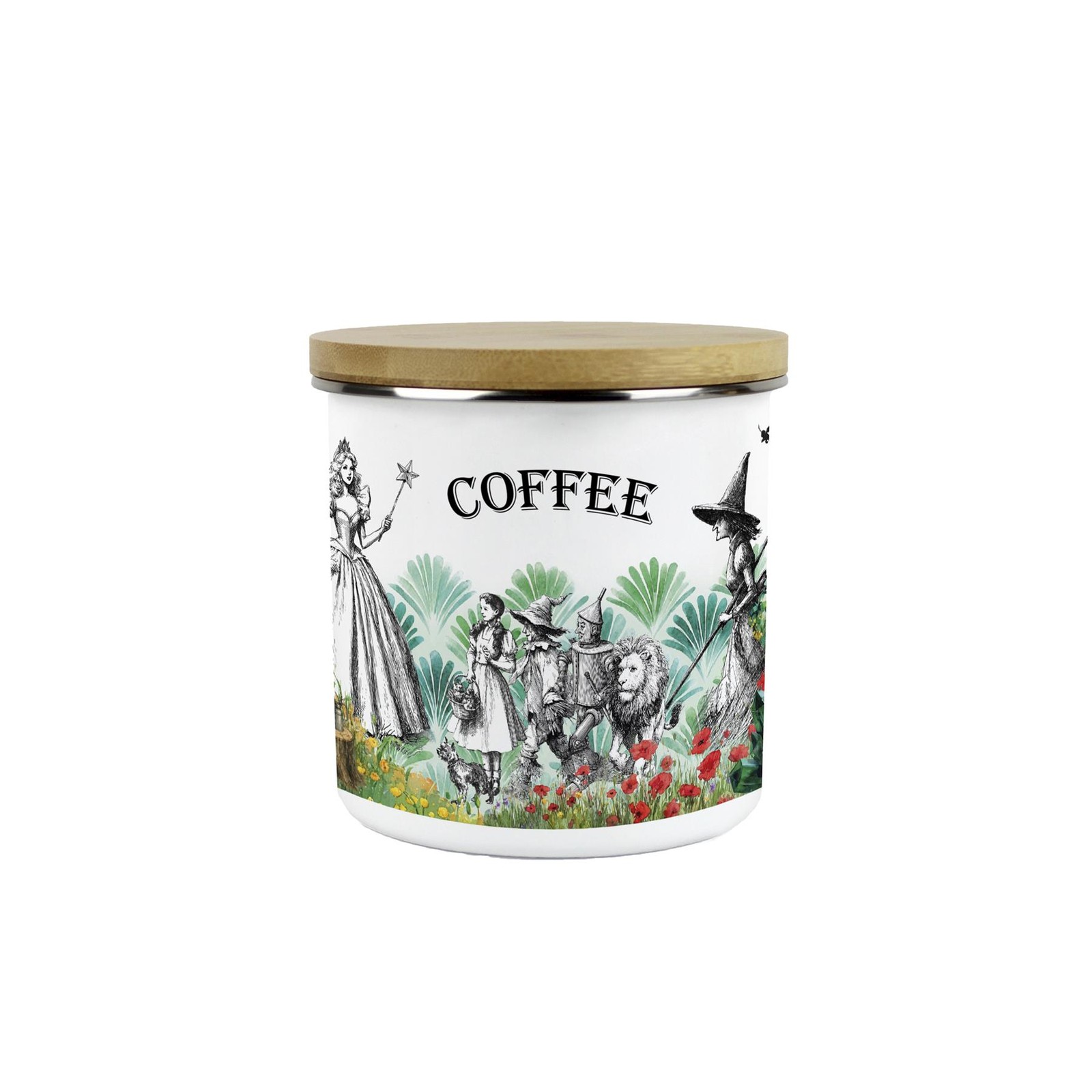 Wizard of Oz Coffee Canister - 600ml Enamel Kitchen Storage Container Gift