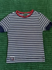 Ralph Lauren Jeans Co Stripe T-Shirt XS Nautical Navy White Ribbed Cotton Tee