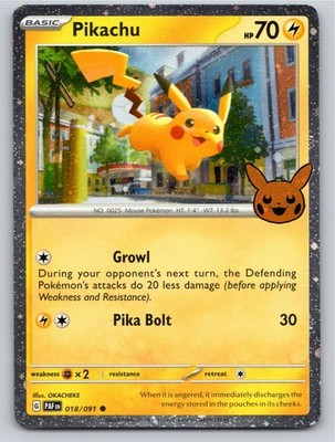 POKEMON PIKACHU TRICK OR TRADE BOOSTER 2024 018/091 HOLO RARE NM A489 FREE S&H