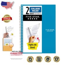 Tidewater Blue Spiral Notebook - 2 Subject, 80 Sheets, College Ruled, 6" x 9.5"