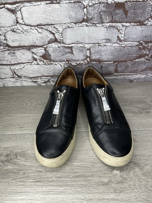Frye Lena Black Leather Front Zip Platform Shoes Loafers Women s Sz 8.5M US/39EU