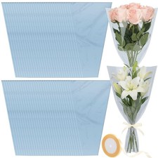 200 PCS 17.7x11 Inch Blue Flower Bouquet Bags Large Plastic Sleeves