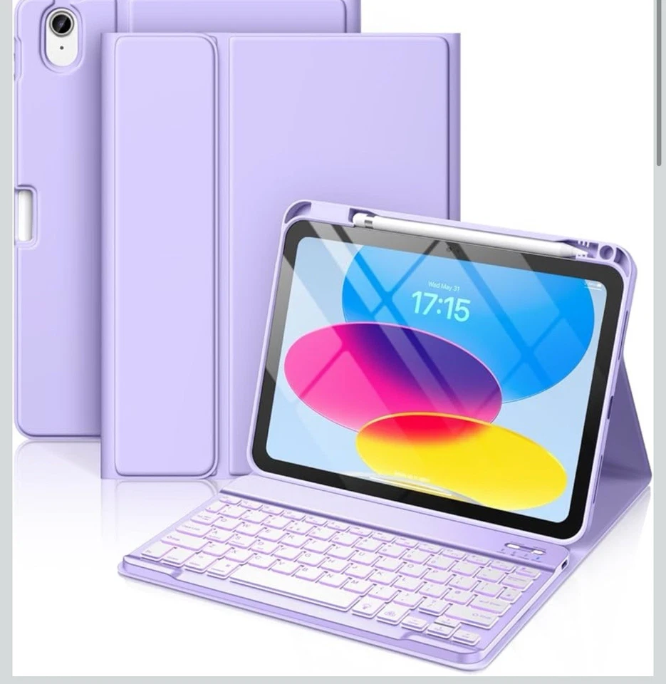 Folio Keyboard Cover Stand 7 Color Backlit Detachable Case For iPad A16 10.9/11” - Image 3 of 4