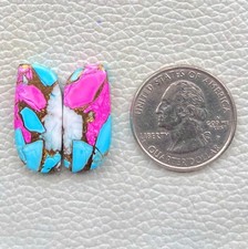 Cotton Candy Pair Kingman Turquoise Fancy Cabochon Gemstone 24 Ct F0 297