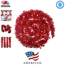 33FT Valentine's Day Tinsel Garland,Red Heart Metallic Garland Decor for Wedd...