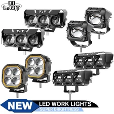 2x Dual Color LED Work Light Pods Amber/White Combo Beam for Jeep SUV Bumper Fog