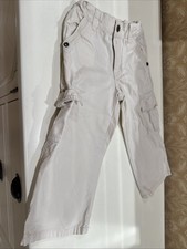 Janie And Jack Toddler Size 2T White Adjustable Waist Cargo Pants