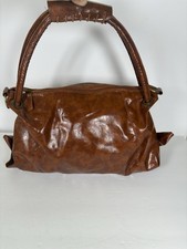 Large Brown Faux Leather Shoulder Handbag Tote Purse Slouch Satchel Boho