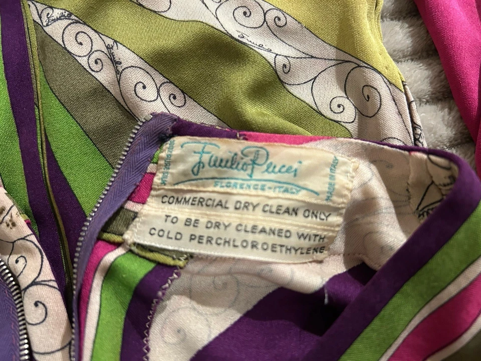 Emilio Pucci Vtg Mid 1960s Dress Classic Geo Design Hot Pink , Purple & Fushia - Image 3 of 4