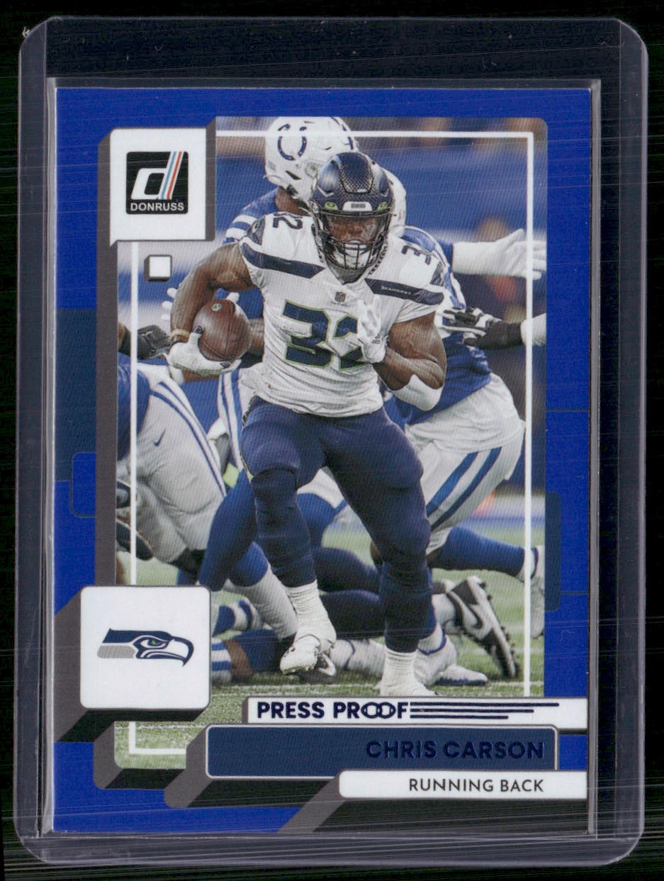 2022 Donruss #33 Chris Carson Blue Press Proof