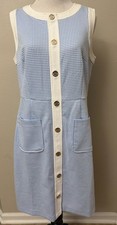 NWT! Tommy Hilfiger Sleeveless Sheath Dress Womens Blue White Houndstooth Size 8