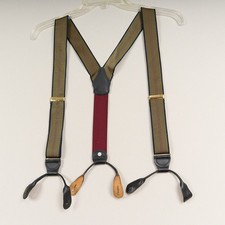 Vintage Suspenders Grosgrain Ribbon Leather Button On Style Adjustable Braces