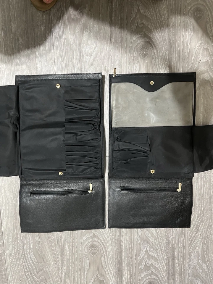 Paquete organizador de brochas de maquillaje de cuero KUSSHI - 2 estuches + 4 insertos - negro Foto 4 de 4