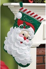 Bucilla 86648 Jolly Saint Nick Stocking Felt Applique Kit, 18" Long