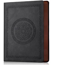 Fetinar 2026 Leather Vintage Journal Notebook,300 Pages,Leather Black