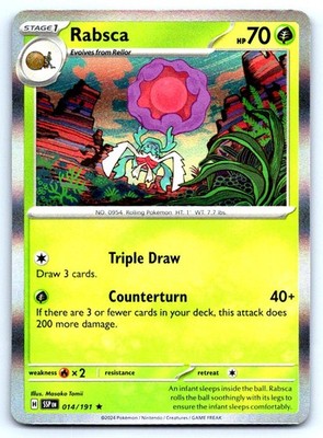 Pokemon Rabsca SV08: Surging Sparks SSP Holo 014/191 NM Rare Masako Tomii