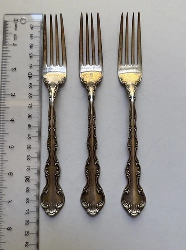 Gorham Strasbourg Sterling Silver Dinner Forks Set of 3 7.5”  No Monogram