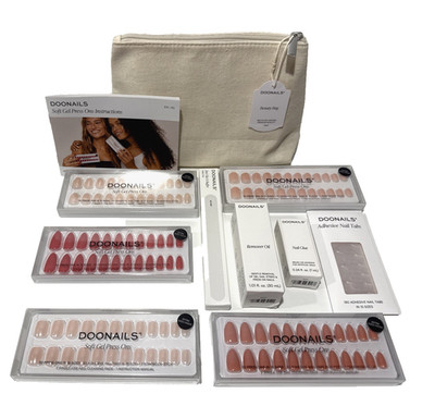 Doonails Bundle Soft Gel Press On Nails 5 Sets Glue Remover Oil Tabs Files Pouch
