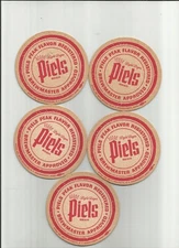 Lot Of 5 1960's Piels Beer Coasters By Piels of Brooklyn and Willimansett