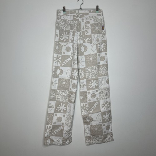 Smiley X H&M Jeans Gr. 36 Uk 8 weiß beige High Rise Karo Wide Leg Denim 90er - Bild 8 von 15