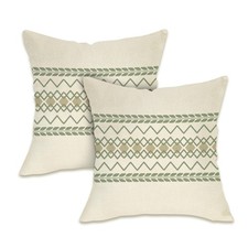 Green Geometric Decorative Throw Pillow Covers 18x18 Set of 2 Sofa Couch