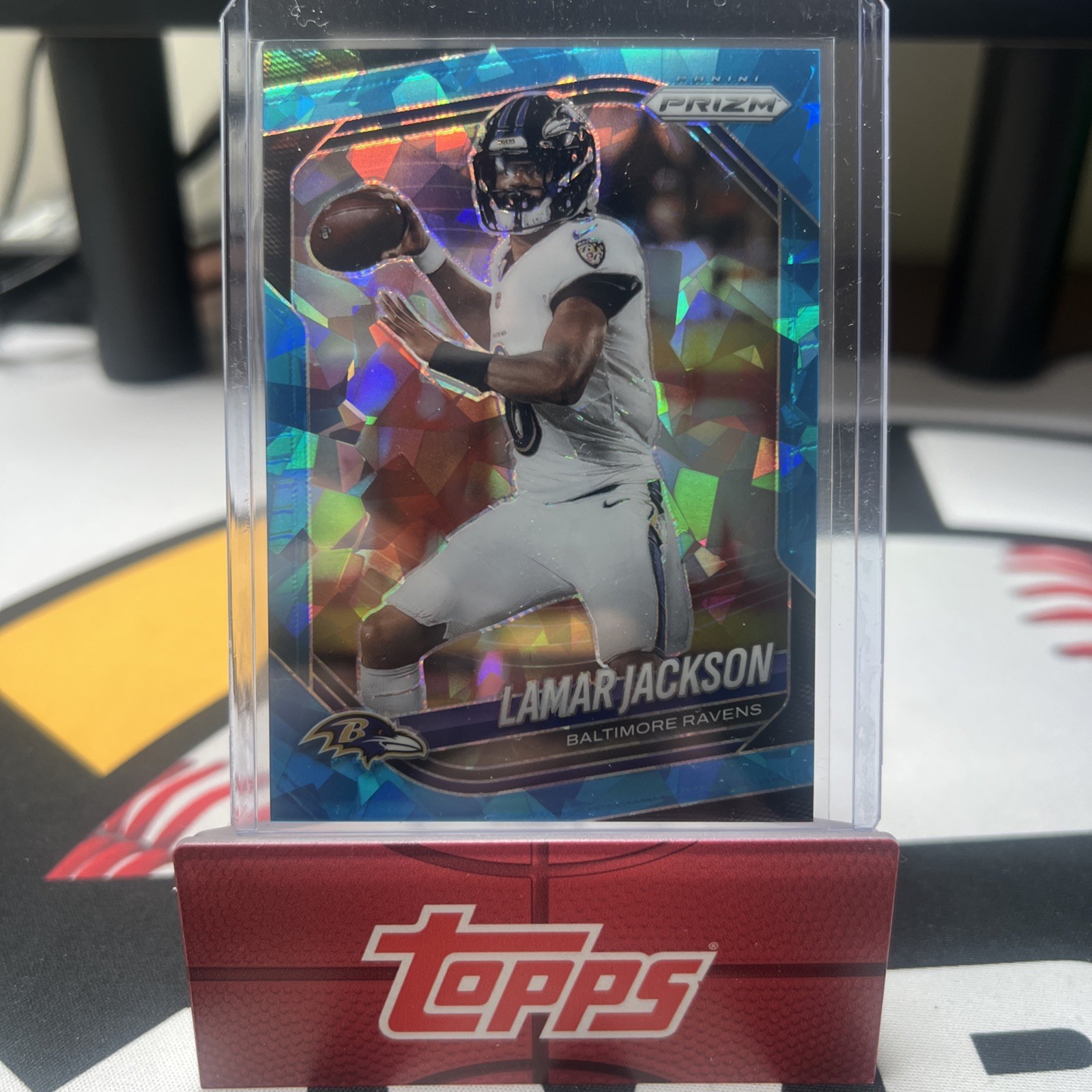 2025 Panini Prizm Football Blue Ice Lamar Jackson #78 Baltimore Ravens /99