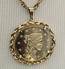 Vintage Avon 1776–1976 Bicentennial Gold Tone Coin Liberty Pendant Necklace