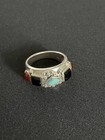 Vintage MARSALA SIGNED 925 Sterling Silver Turquoise Coral Onyx RING SIZE 9 — photo 7