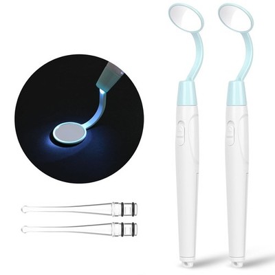 Mouth Mirror with LED Light, 2 x Oral Dental Mirror, Anti-Fog Dental Mirror w...