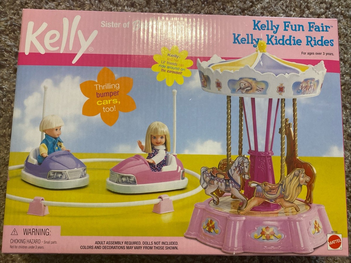Barbie 2000 Amusement Park Kelly Kiddie Rides Carousel Bumper Cars