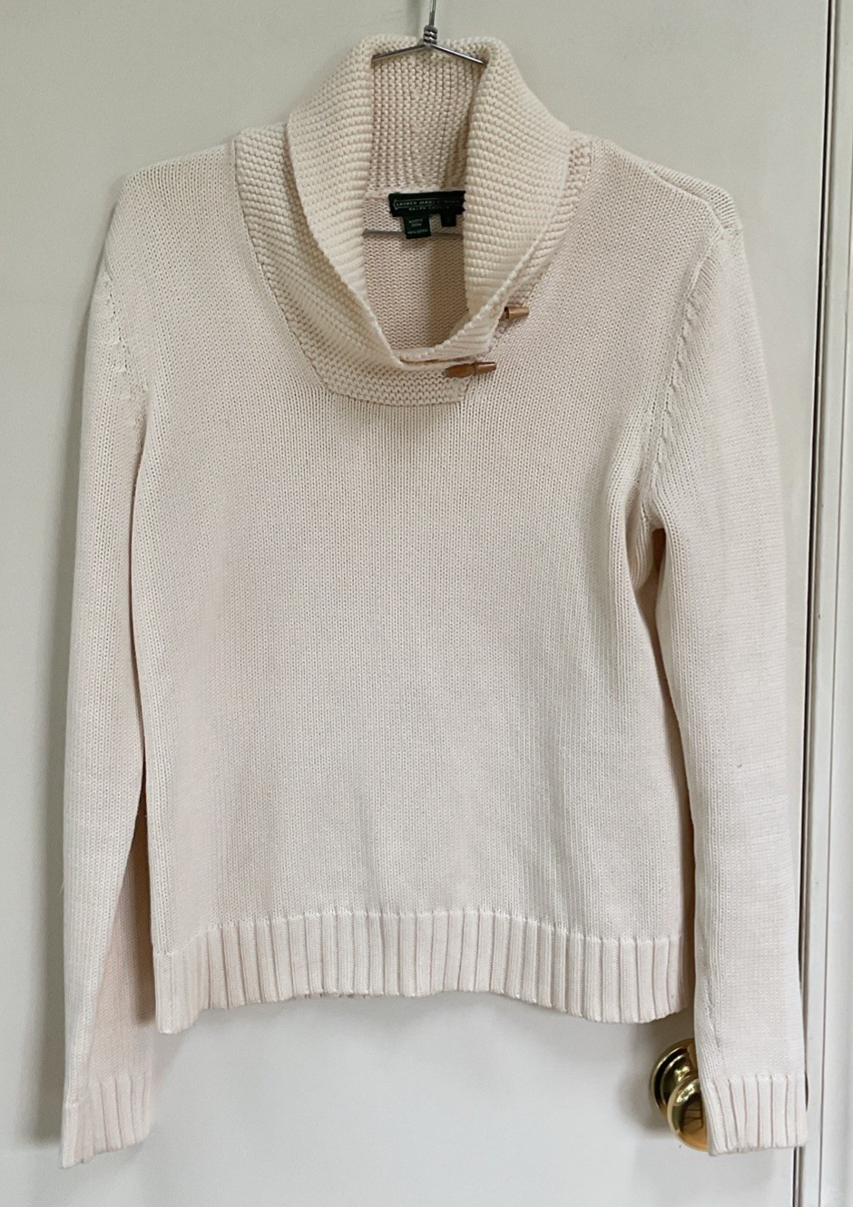 Ralph Lauren Jeans Co Womens Size S Ivory Cream Wood Toggle Buttons Sweater