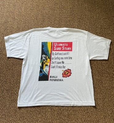 Uluwatu Surf School Vintage T-Shirt White Bali Indonesia Brandnew