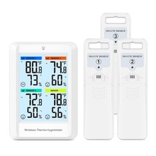 Indoor Outdoor Thermometer, Wireless Digital Hygrometer Thermometer with 3 Re...