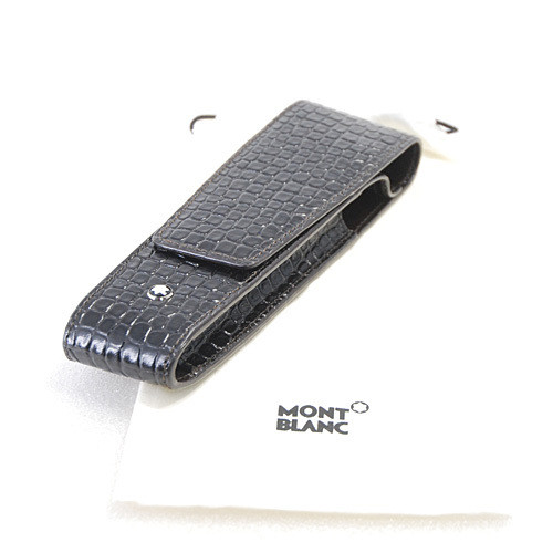 Montblanc Calf Leather Croco Press 2 Penpouch/Pen Case Black 14963